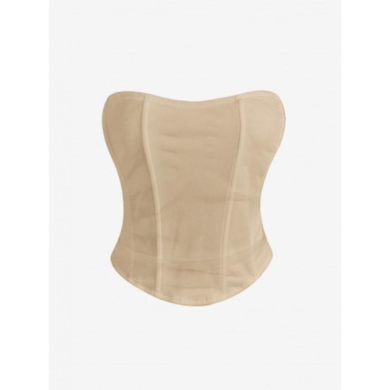 Strapless Mesh Overlay Corset Top HE0109