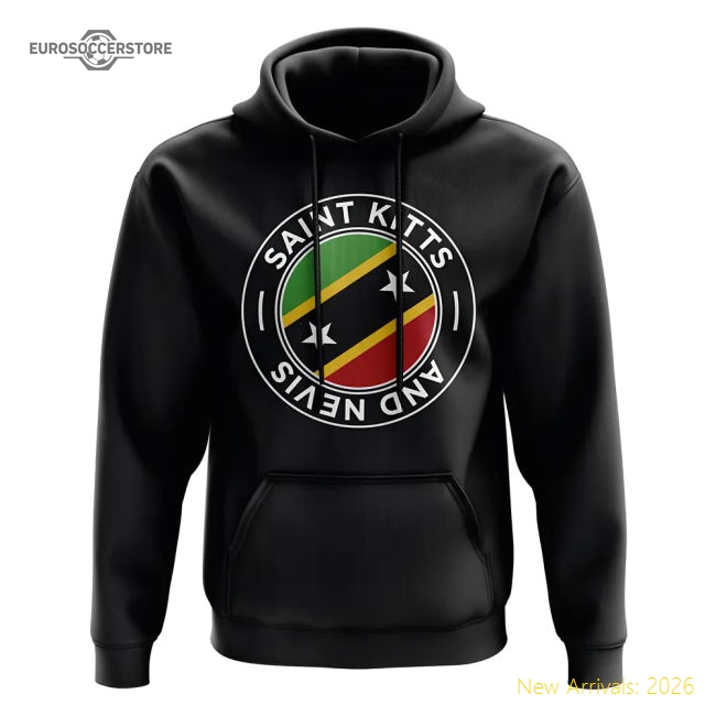 Saint Kitts And Nevis Football Badge Hoodie (black) - Budget-friendly