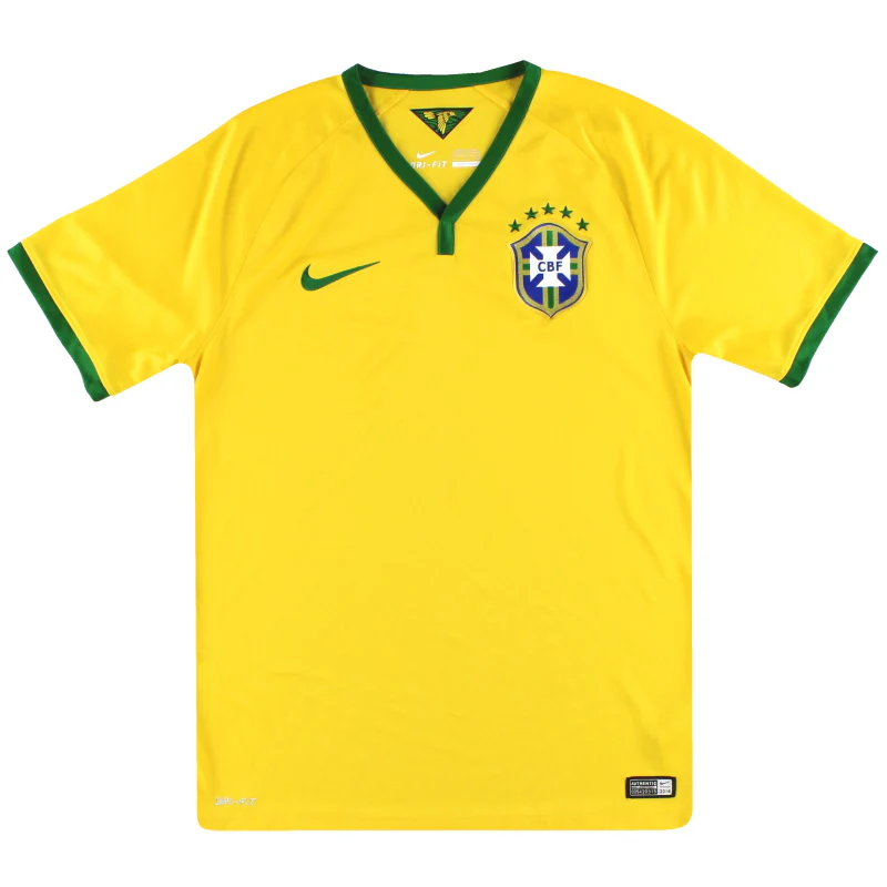 High Quality Professional Grade 2014 BRAZIL RETRO HOME SHIRT