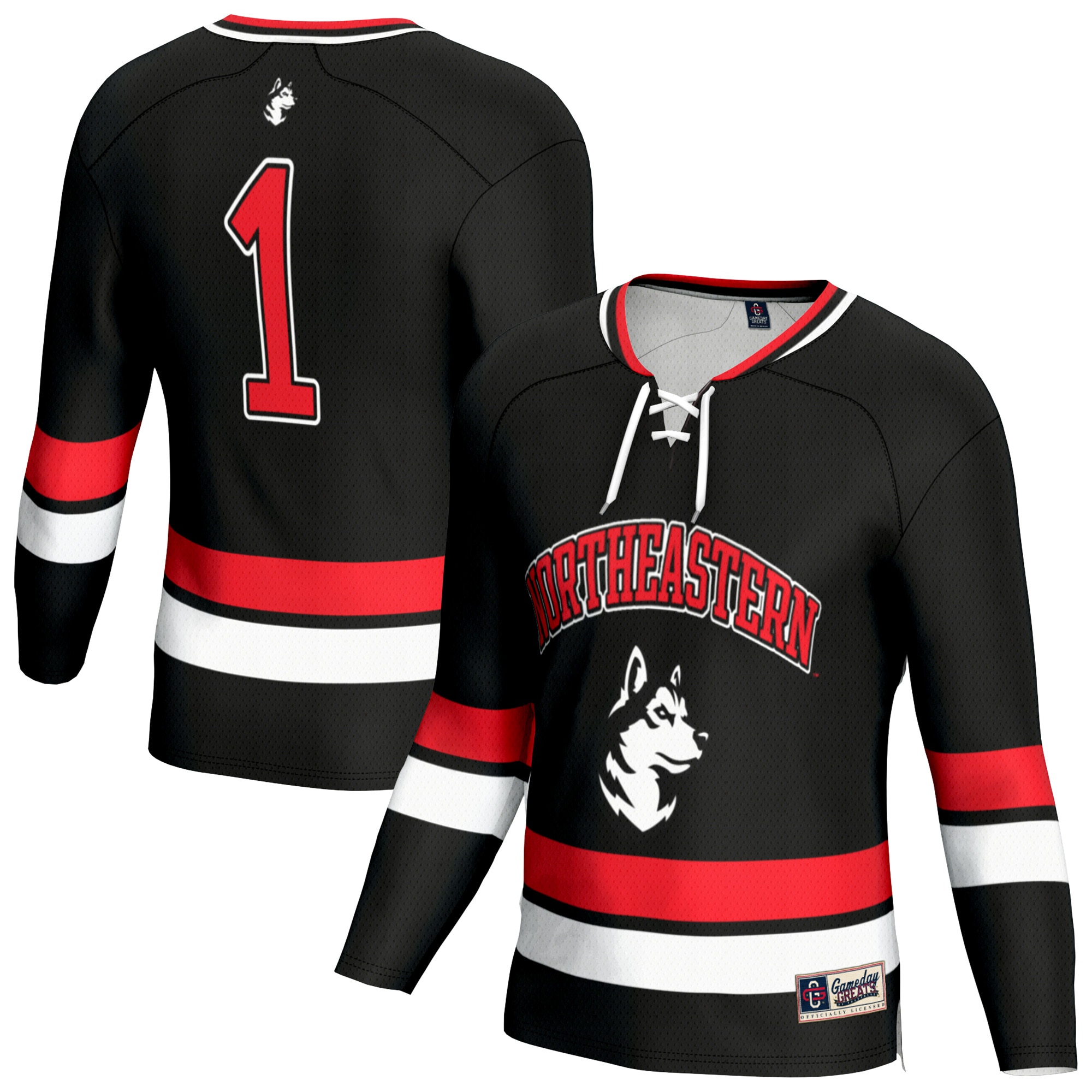 [NJP] Youth Northeastern Huskies GameDay Greats Lightweight Men's Hockey Team Fashion Jersey - Black