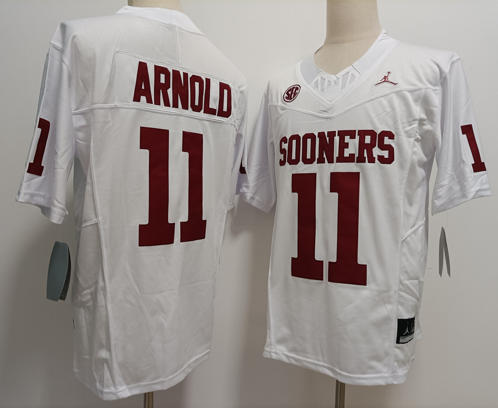 team authorized Men's OU Sooners Jackson Arnold #11 White 2024