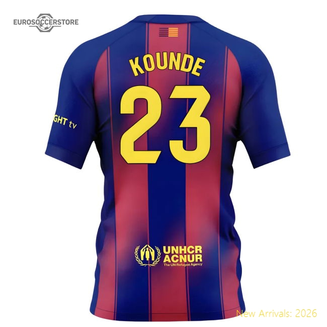 2025-2026 Barcelona Home Jersey Shirt (Kids) (Kounde 23)