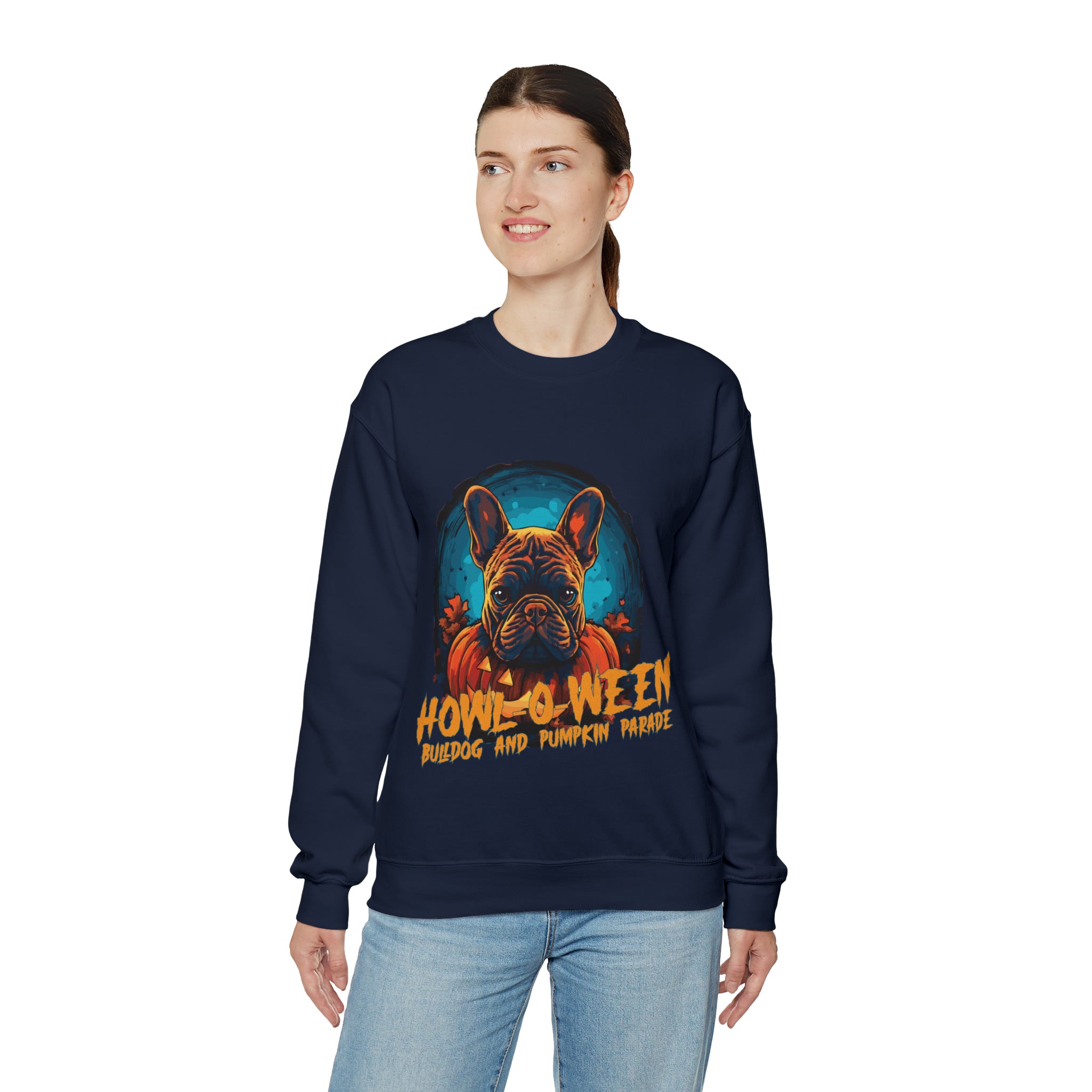 French Bulldog Pumpkin Parade Halloween Unisex Sweatshirt Durable Dog Item