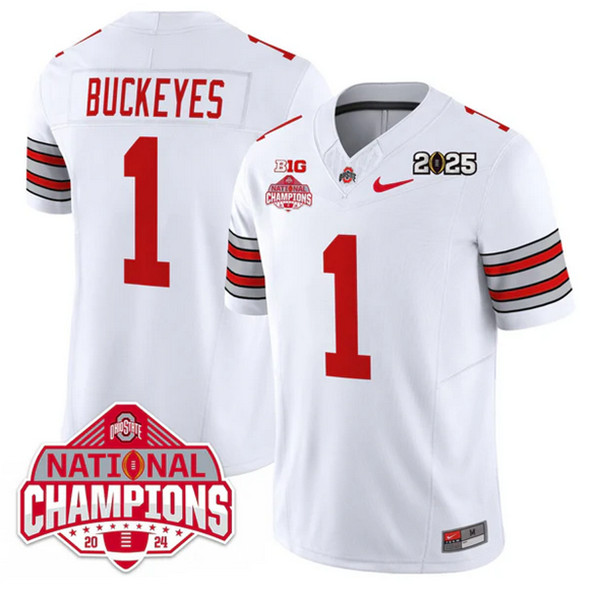 premium Men's OSU Ohio Buckeyes White #1 White 2025 Football Jersey