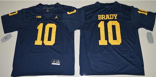 Men's U-M Wolverines Blue 2024 comfortable Tom Brady #10 home jersey