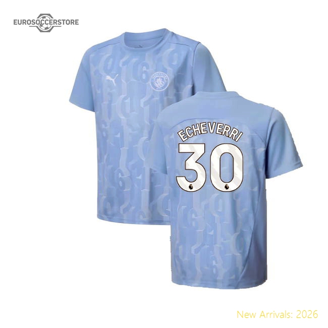 Authentic 2024-2025 Man City Prematch Ss Shirt (light Blue) - Kids