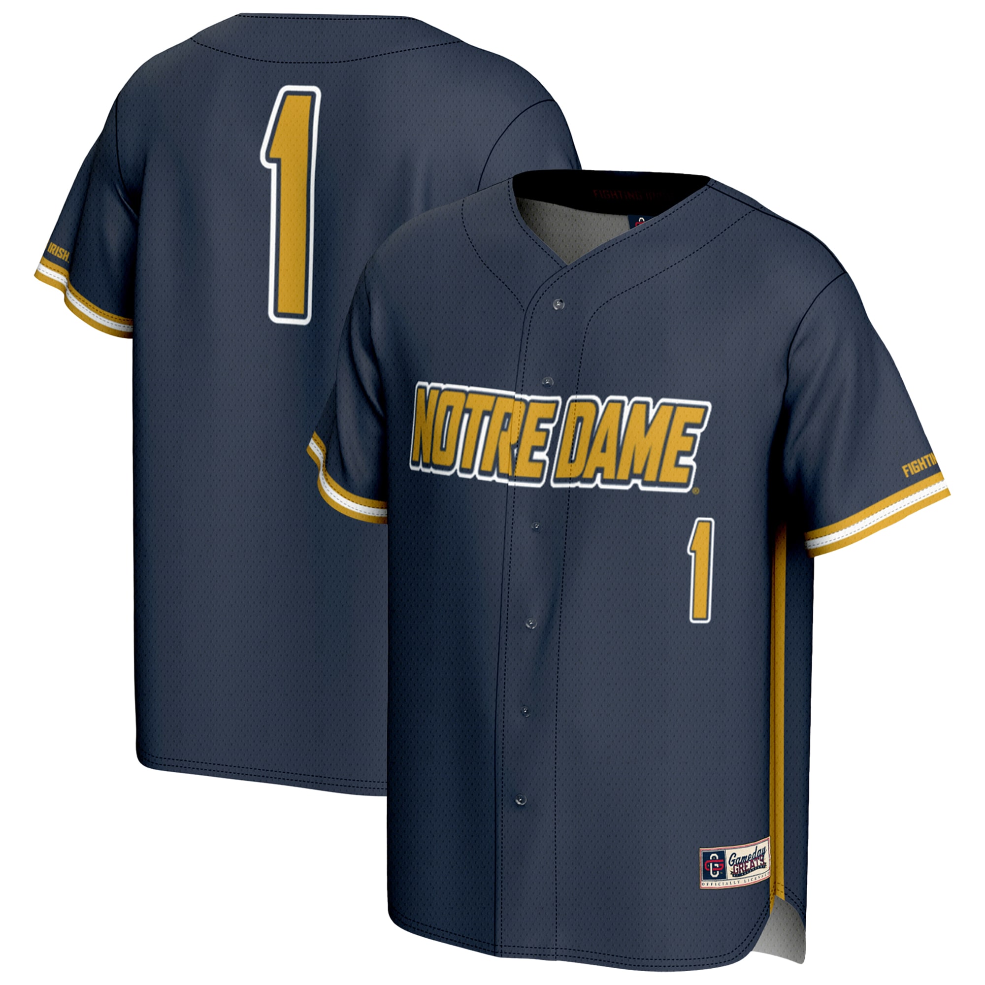 [NJP] Notre Dame Fighting Irish GameDay Greats Youth Lightweight Baseball Fashion Jersey - Navy