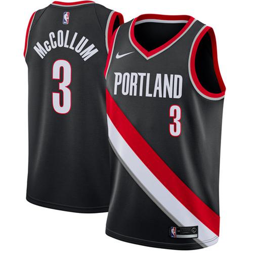 Black Nike Trail Blazers #3 Trail Blazers Jersey - Performance Fabric
