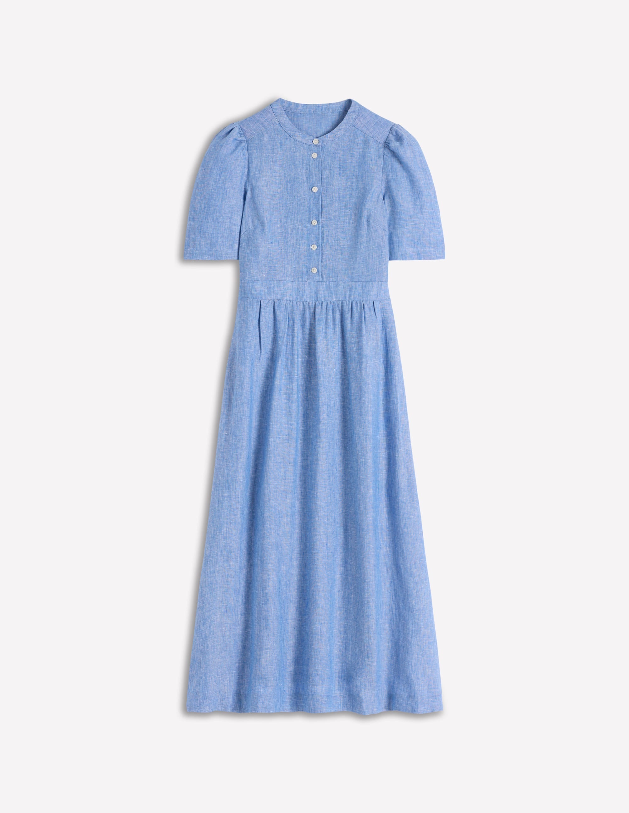 Ivy Placket Linen Midi Dress