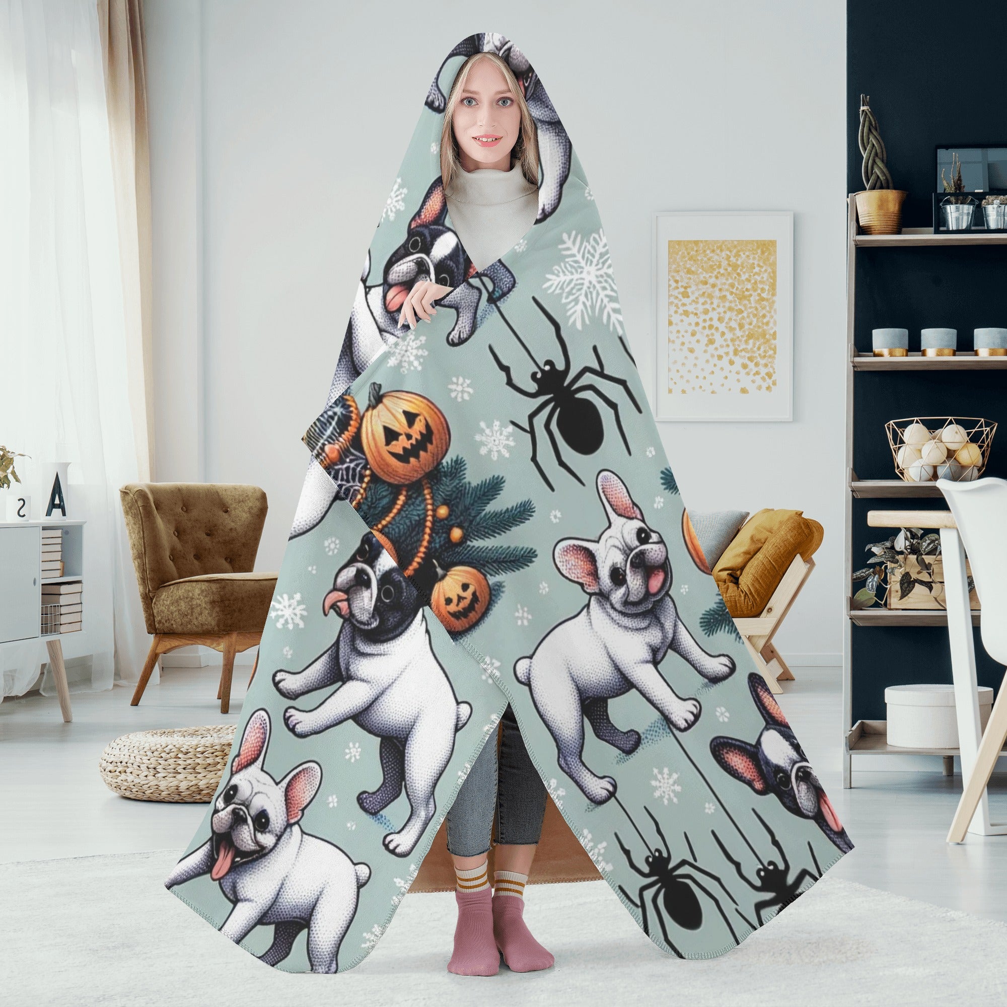 French Bulldog Louie Hooded Blanket Cute Frenchie Essential