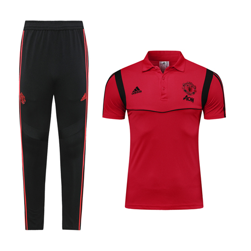 Lightweight Man Utd Manchester United 19-20 Red Polo Shirt Kit