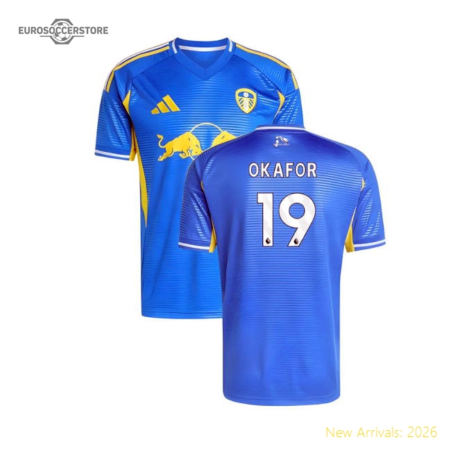 2025-2026 Leeds Away Shirt Okafor 19 In Multiple Youth Sizes