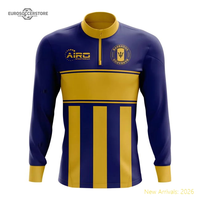 Luxury Barbados Concept Football Half Zip Midlayer Top (blue-yellow)