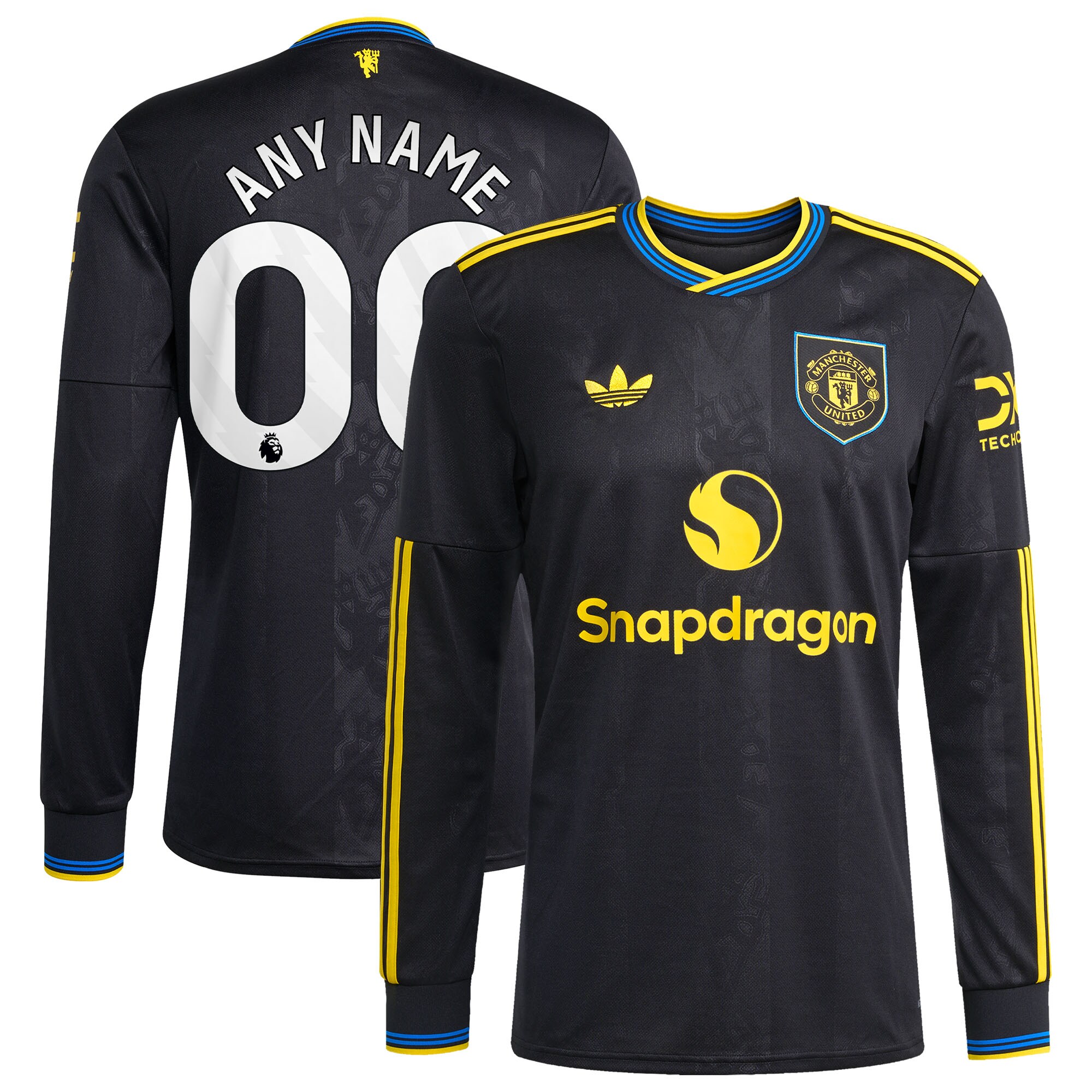 [SJH] Manchester United 2025/26 Third Replica Long Sleeve Custom Jersey - Black