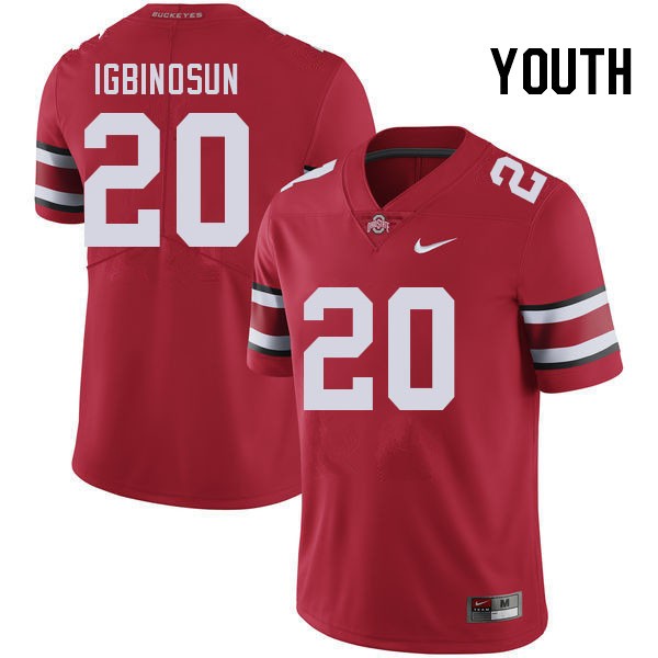 Youth Ohio State Buckeyes #20 Davison Igbinosun Red Nike Stitch Jersey