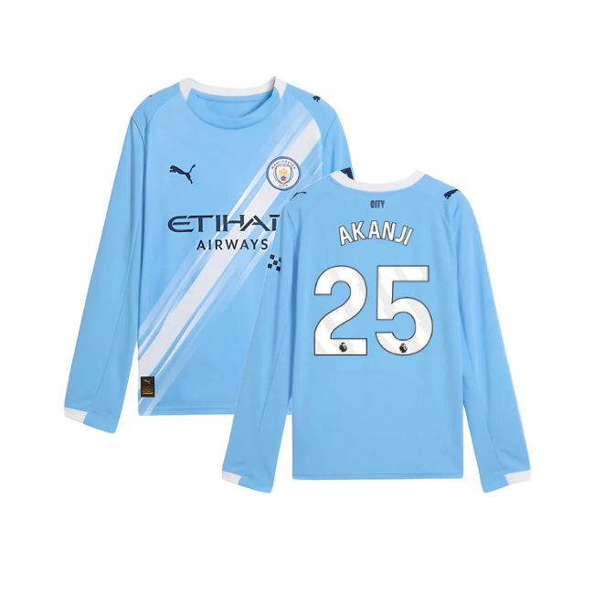 football shirt 2025-2026 Man City Long Sleeve Home Shirt (Kids) (Ak...