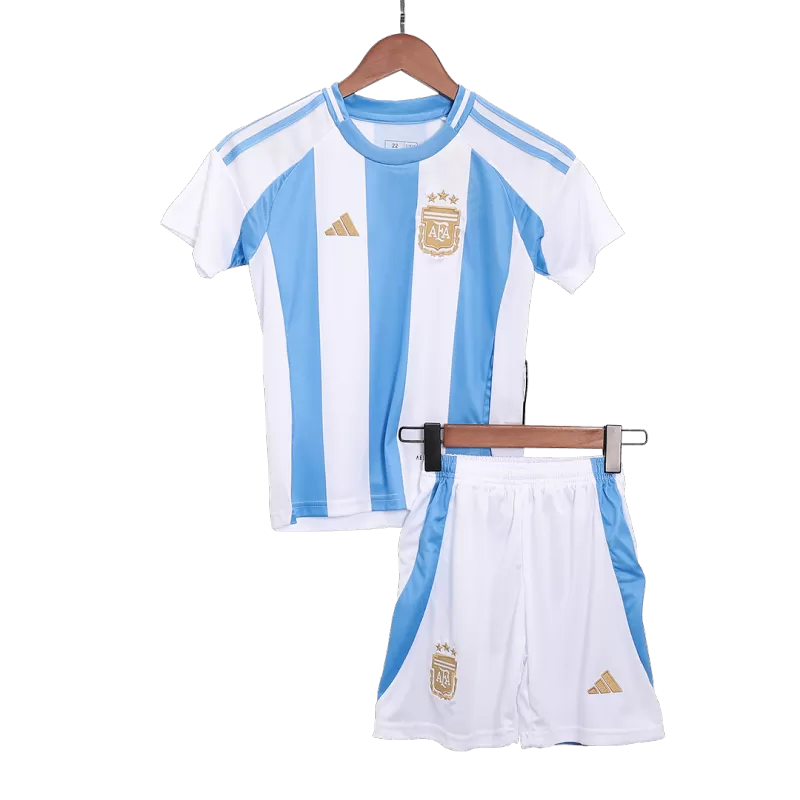 Argentina Home Kids Soccer Jerseys Kit Copa America 2024 Authentic Kit