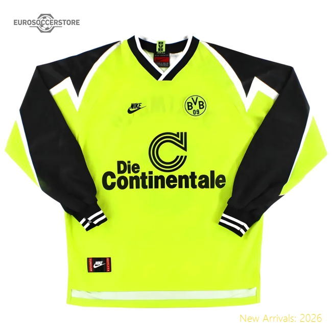 1995-96 Dortmund Borussia Long Sleeve Home Top Jersey (S) (Very Good)