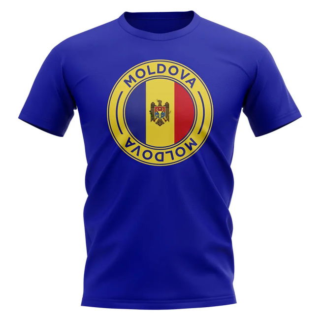 Moldova Football Badge T-Shirt (Royal) Euro Quality Oranje