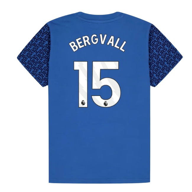 Spurs Tottenham Hotspur Graphic T Shirt Blue Kids Bergvall #15 Dura...