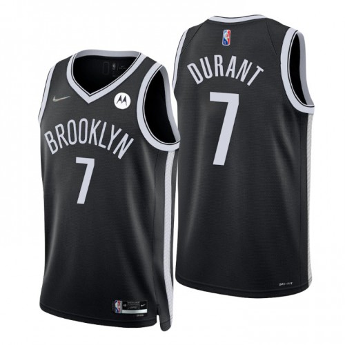 Black Nike Kevin Durant #7 Nets Jersey - Performance Fabric Quality