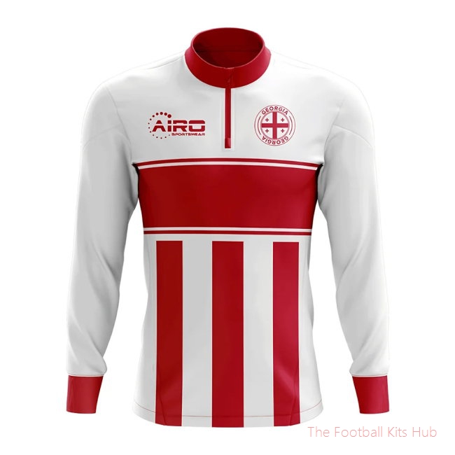 Georgia Concept Football Half Zip Midlayer Top (White-Red)