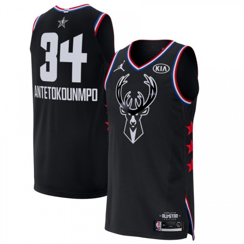 Black Jordan Giannis Antetokounmpo #34 Bucks Jersey - Durable Fabric