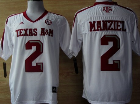 Men's None White 2024 official licensed Johnny Manziel #2 stitched