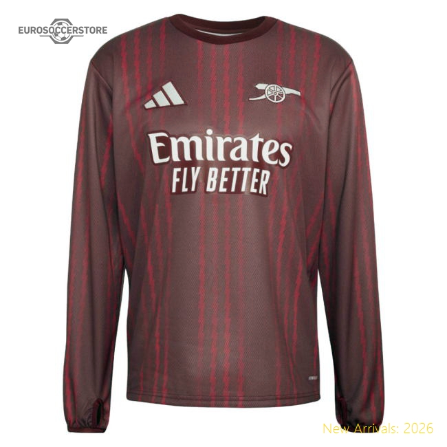 Arsenal 2025-2026 Pre-Match Warm Up Top (Burgundy) Fan Edition