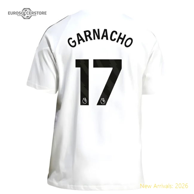 2025-2026 Man Utd Training Tee (white) (garnacho 17) - Collectors Item