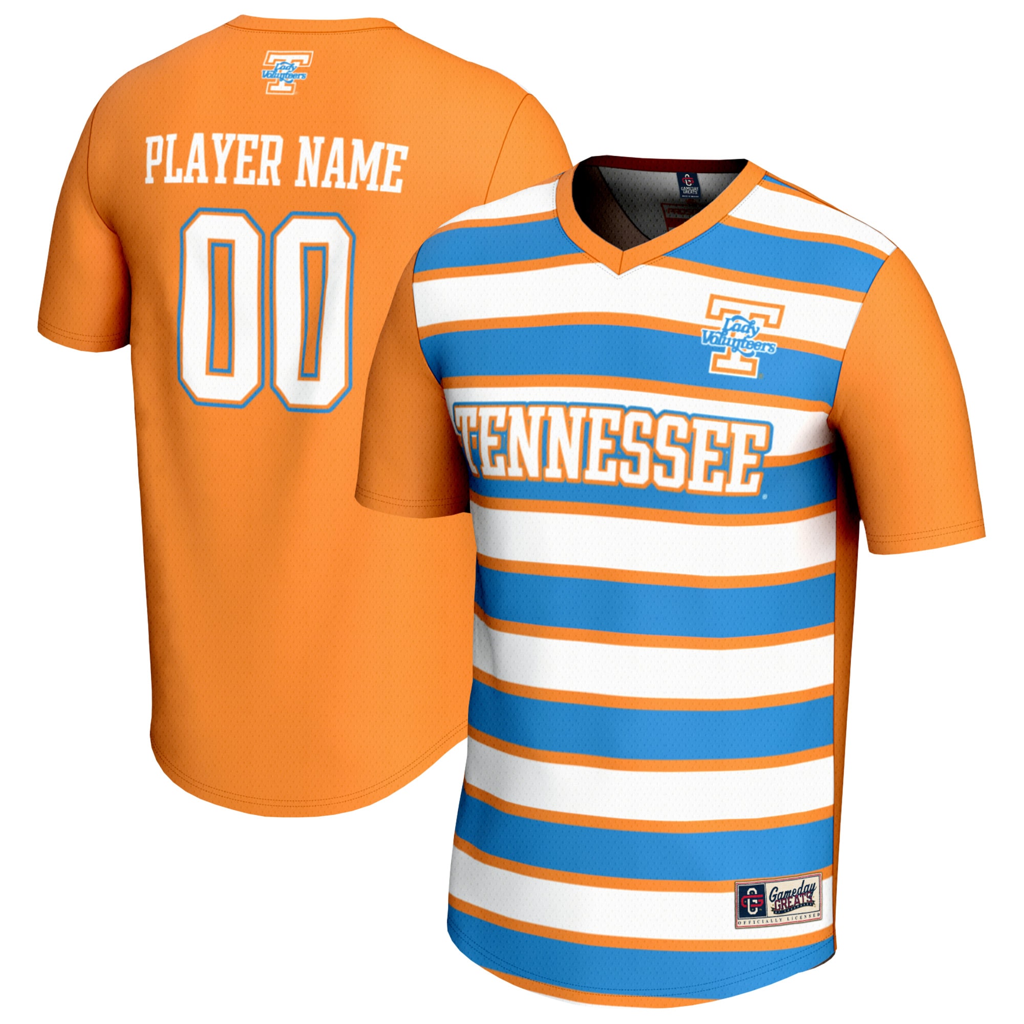 [JED] Tennessee Volunteers GameDay Greats Unisex NIL Pick-A-Player Collegiate Women's Soccer Lightweight Fashion Jersey - Tennessee Orange/Light Blue
