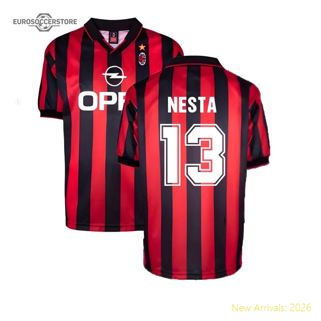 Ac Milan Home Match Jersey Nesta Performance Breathable