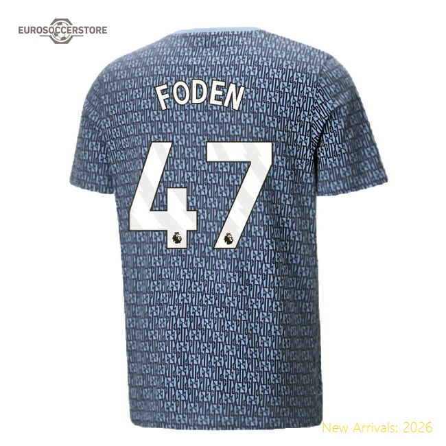 2024-2025 Man City ftblCulture Tee AOP (Navy) - Kids (Foden 47)
