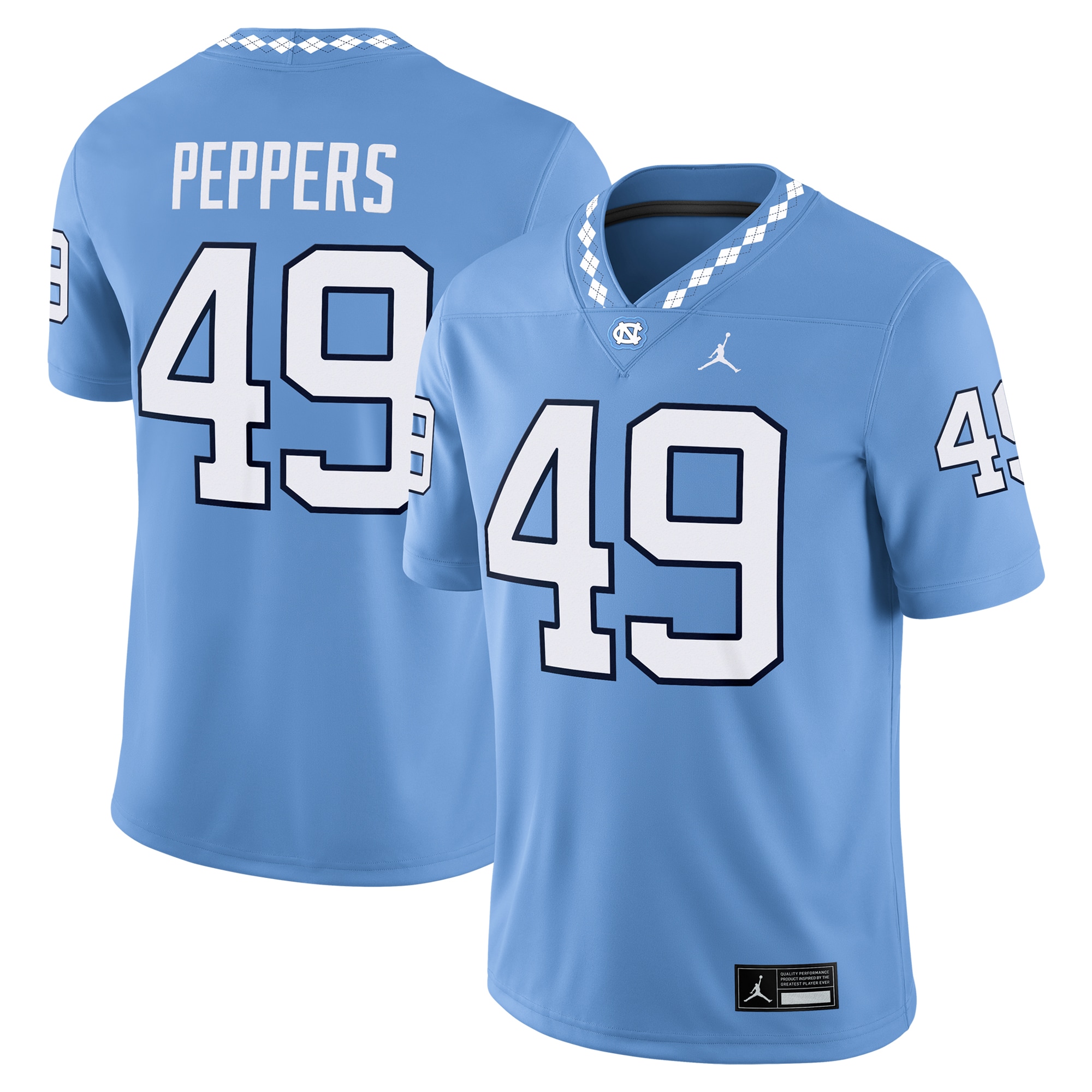[NJP] Women's Julius Peppers North Carolina Tar Heels Alumni Football Game Jersey - Carolina Blue