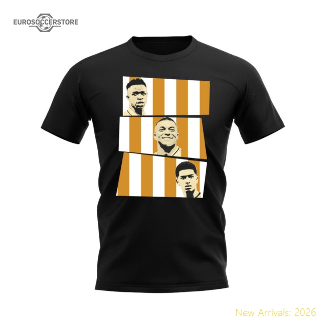 Luxury Vinicius Jr Mbappe Bellingham Real Madrid Trio T-shirt (black)