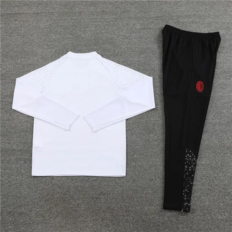 Professional Grade AC Milan 2324 White Half Zipper Training Tracksuit