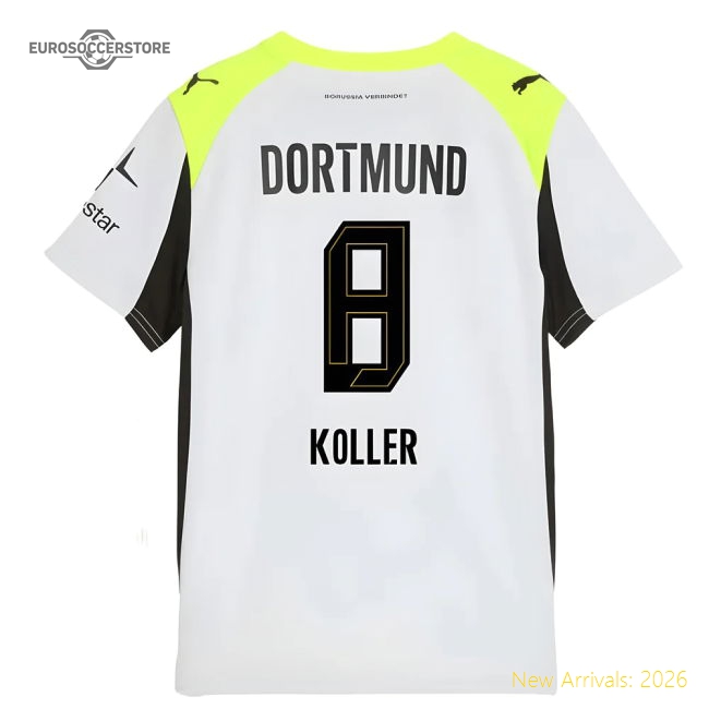 Authentic 2025-2026 Borussia Dortmund Away Shirt (Kids) (Koller 8)