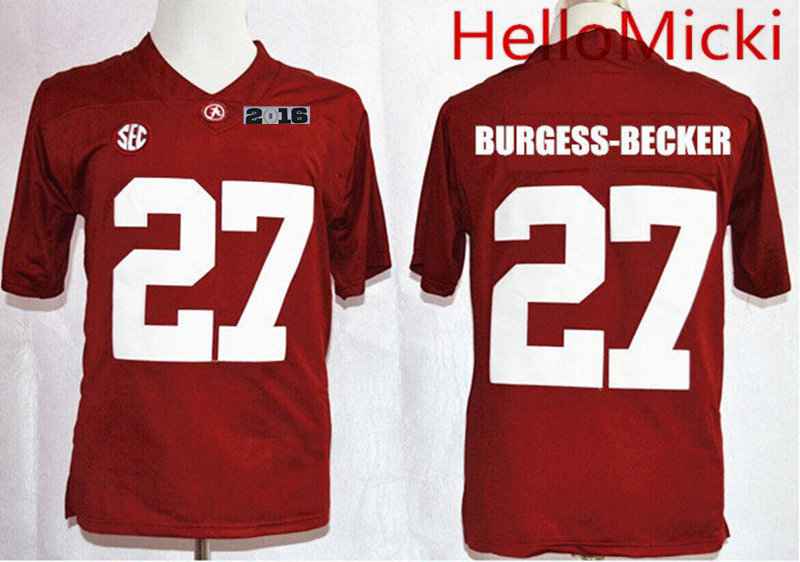 Men's Alabama Bama Red 2016 match worn Shawn Burgess #27 team