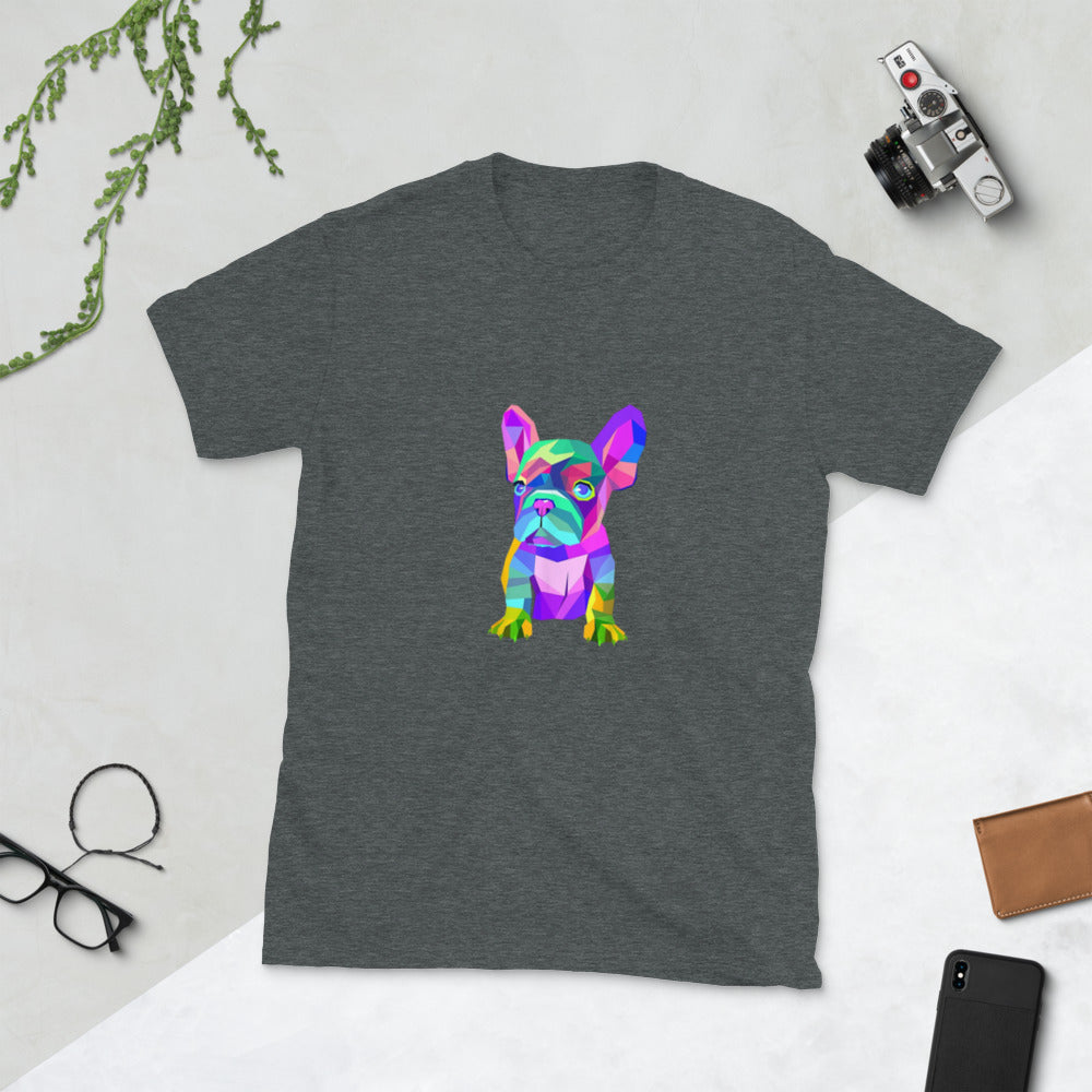 Minimal-Aesthetic Colourful Frenchie - Short-sleeve Unisex T-shirt fo...