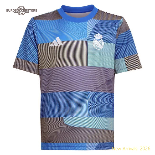 2025-2026 Real Madrid Pre-Match Shirt (Blue) - Kids