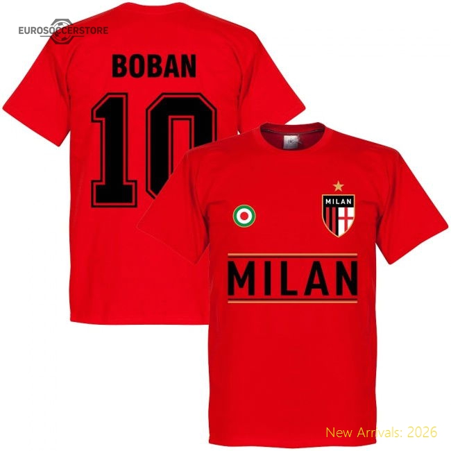 Official Professional-Grade Ac Milan Boban 10 Team T-Shirt - Red