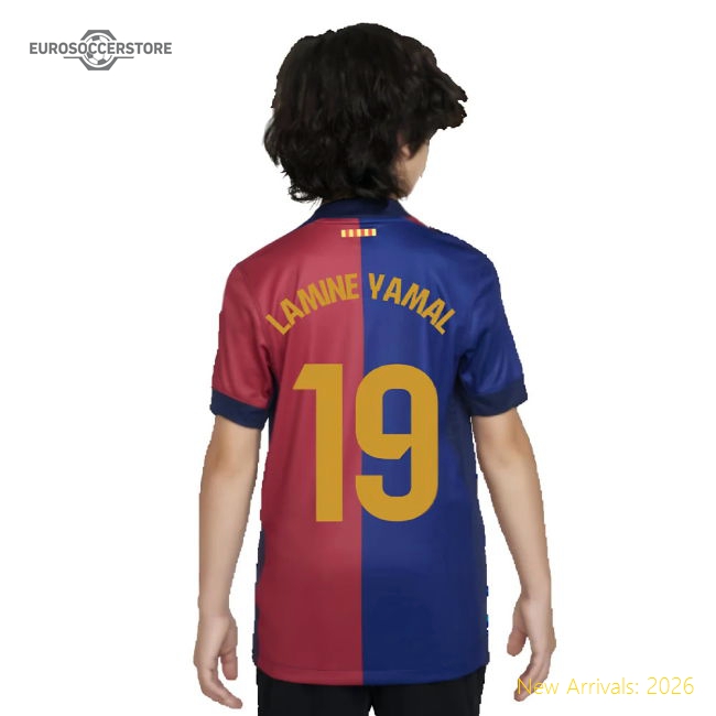 Barcelona 2024-25 Home Fan Version For Kids Yamal Match Day Shirt
