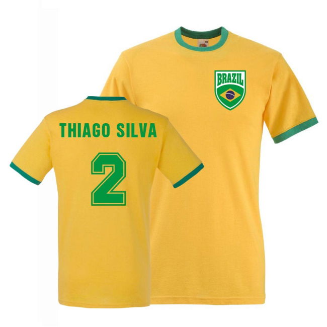 Quality Thiago Silva Brazil Ringer Tee (Yellow) Team Kit