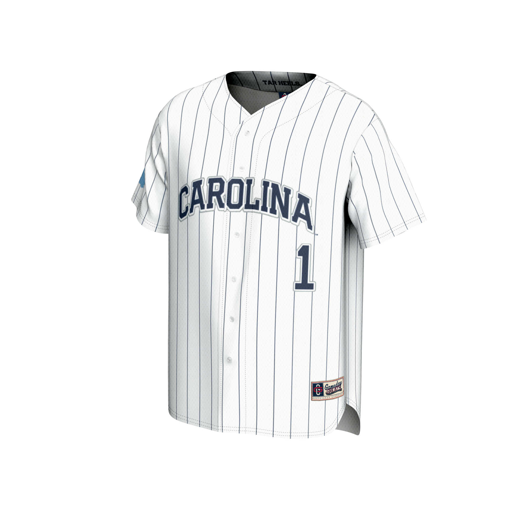 [DDG] North Carolina Tar Heels GameDay Greats Unisex Lightweight Baseball Fashion Jersey - White