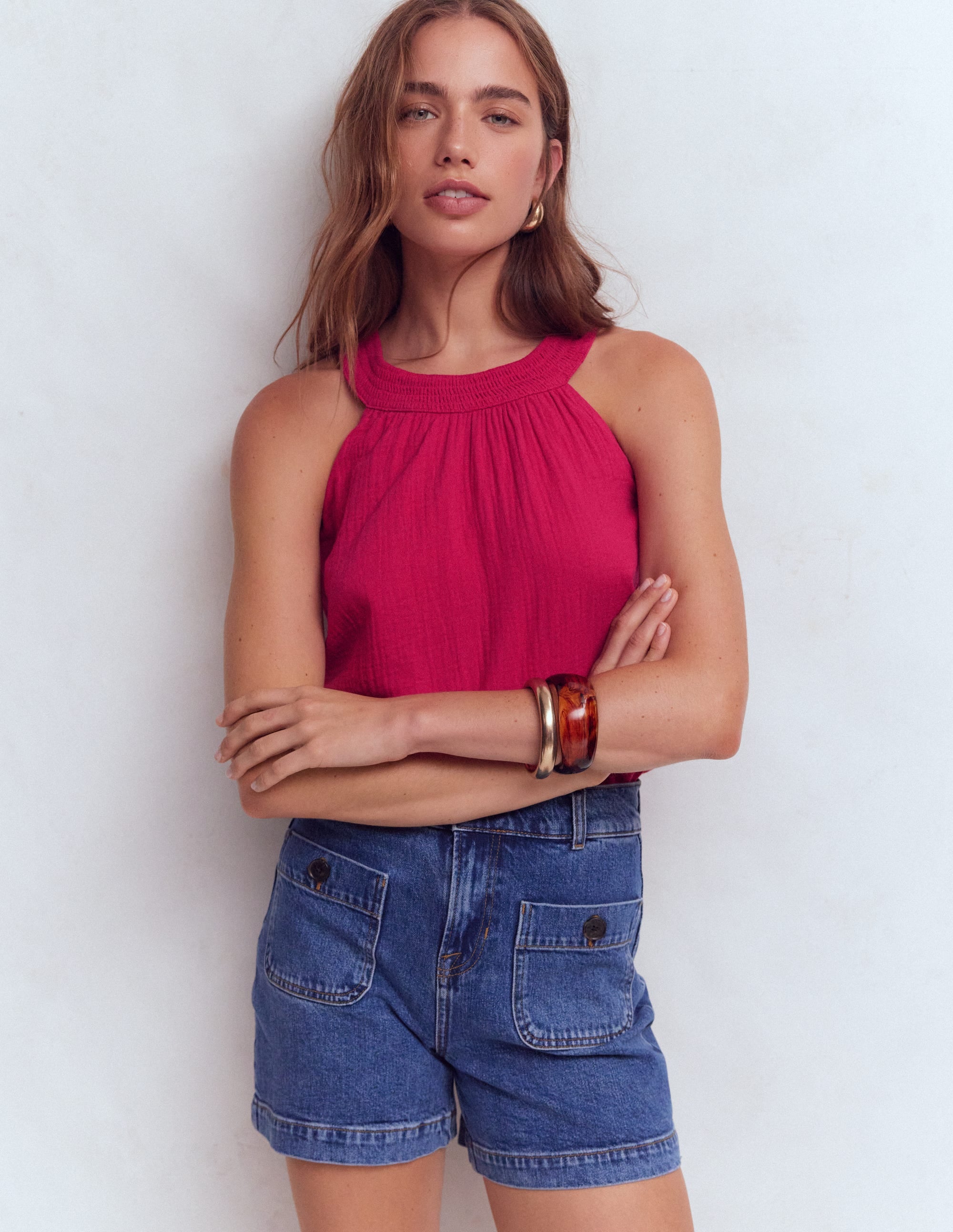 Halter-neck Double Cloth Top