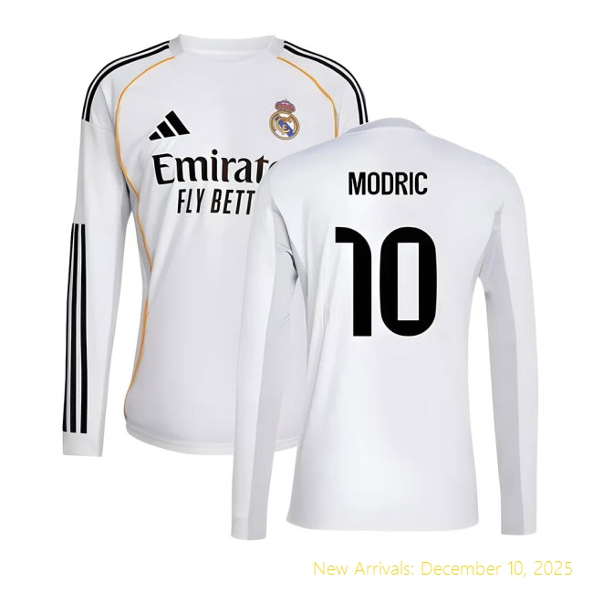 2025-2026 Real Madrid Long Sleeve RM Elite Home Shirt (Modric 10)