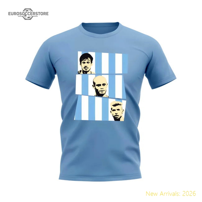 Silva Kompany Aguero Manchester City Trio T-Shirt (Sky)