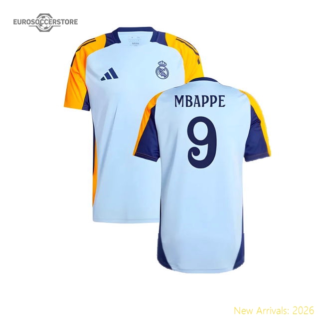 Official 2024-2025 Real Madrid Training Shirt (Glow Blue) (Mbappe 9)