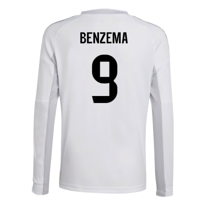 Authentic 2025-2026 Real Madrid Long Sleeve Home Shirt (Kids) (Benzema