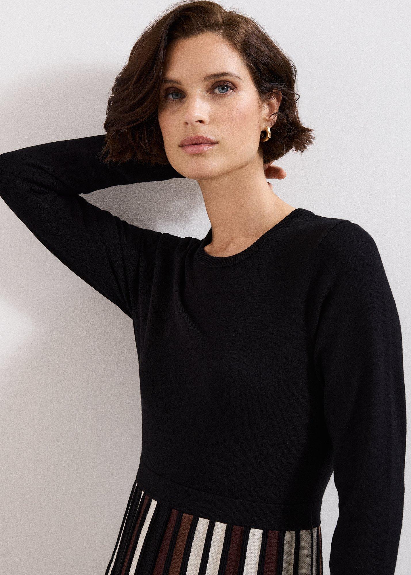 Maci Fit and Flare Pleated Knit Dress